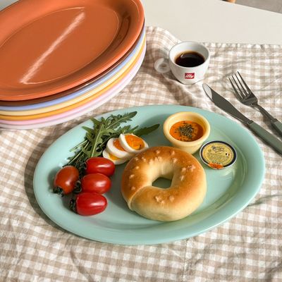 [마호]파스텔 멜라민 타원 Oval 접시 3호(305x230mm)