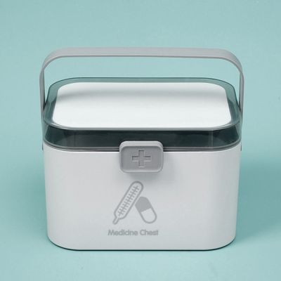 홈스큐어 2단 구급함 약보관 가정용 구급상자 그레이