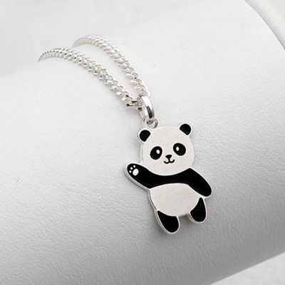[애슬릿]실버 안녕 팬더 유아 아동 체인 은 목걸이