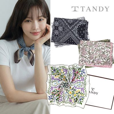 탠디 체스패턴/엘더레이스 손수건 스카프(케이스동봉)