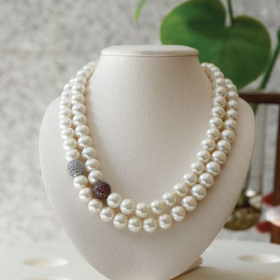 바이데이지 컬러큐빅 파베볼 10mm 진주 목걸이 Bn0597