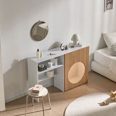 원형 오픈 콘솔 수납장 세트 LED등포함 1200