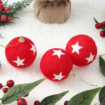 핫레드 패브릭 장식볼 3p(8cm) (스타)  소품 트리볼