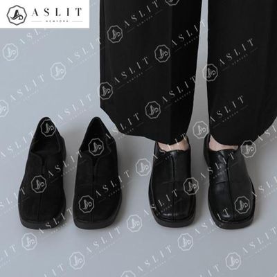 [애슬릿]스퀘어 절개 라인 통굽 클래식 밴딩 로퍼