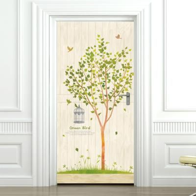 현관문시트지 엠보에어프리 로맨스그린버드