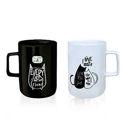 블랙 화이트 고양이 머그컵(2P세트)(WDB1FAD)