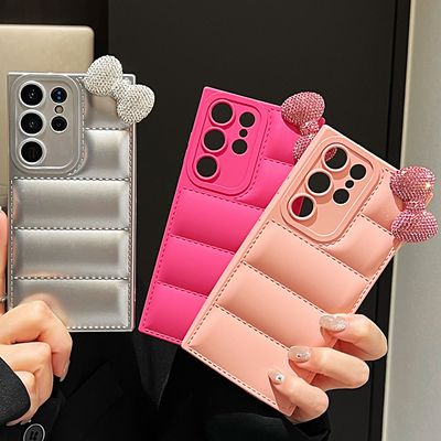 갤럭시 s24 s23 s22 울트라 큐빅 리본 패딩 케이스