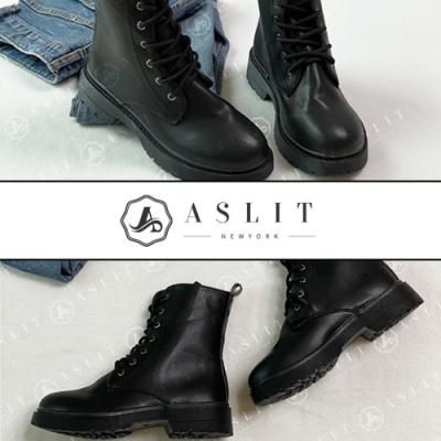 [애슬릿]둥근코 옥스퍼드 레이스업 블랙 앵클 부츠_