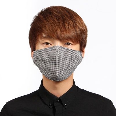 체크패턴 다회용 면마스크/빨아쓰는 입체마스크(블랙)