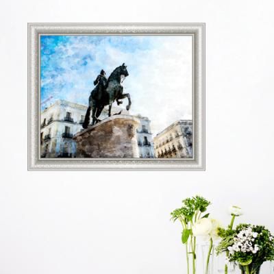iw495-수채화_스페인마드리드솔광장_창문그림액자(중형)