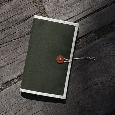 민음사 북커버 - 3중 캔버스 + 소가죽 고리 ( KHAKI )