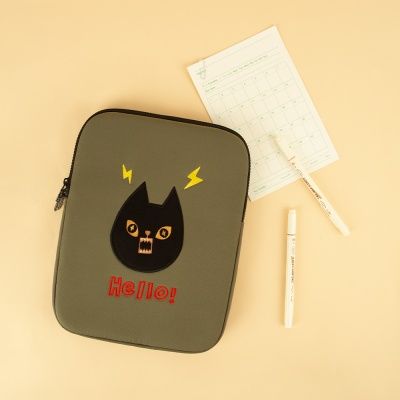 자수 아이패드 파우치-깜짝냥이