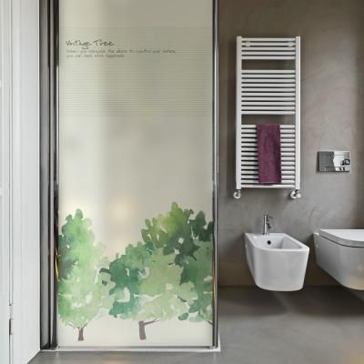 반투명 칼라 샤워부스 시트지_빈티지 그린 트리