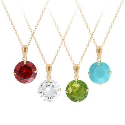 14K GOLD 탄생석 컬러 큐빅 금 목걸이 42cm(W046360)