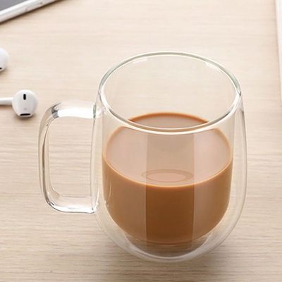 이중 구조 투명 컵 감성 디자인 음료잔 250ml(WFLQWHP)