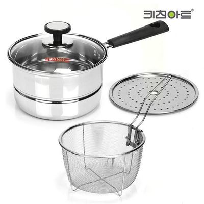 키친아트 찜 국수 편수냄비 16cm 라면 스텐 멀티냄비