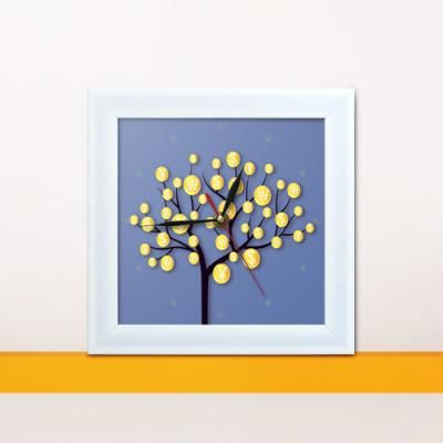 iw039-열려라돈나무미니액자벽시계_디자인액자시계