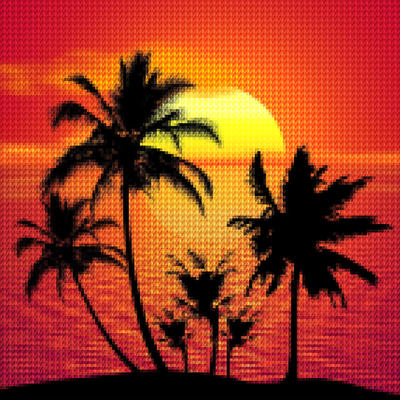 DIY 보석십자수 세트 25x25 외딴섬의 석양