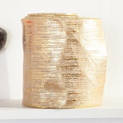 크리스마스 메탈릭 리본 빗살 무늬 15cm 롤 공예 포장