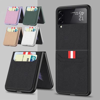 갤럭시Z플립3 심플 가죽 카드수납 슬롯 휴대폰 케이스