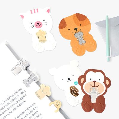 북마크 카드 미니 애니멀라인 책갈피
