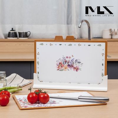 미라스 플로랄 사각 인덱스 도마 4P 거치대 세트