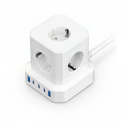 컴스 AC490 안전10구 큐브멀티탭 USB 충전기 콘센트