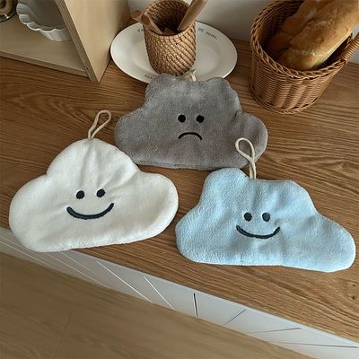 귀여운 구름 손닦는 고리 수건 주방 핸드 타올