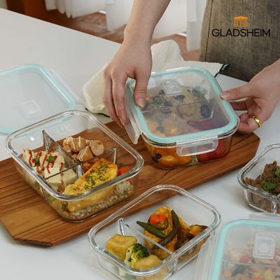 글래즈하임 오븐 글라스 밀폐용기 2P(3칸)GH-GLC222G2