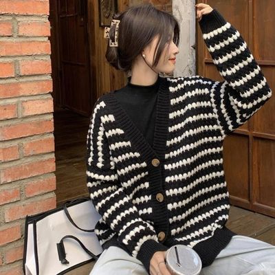 브이넥 꼬임 단가라 가디건 니트 여성 카디건 코튼