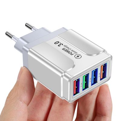 폰 충전 멀티헤드 화이트 QC30 USB 4구 동시충전E095