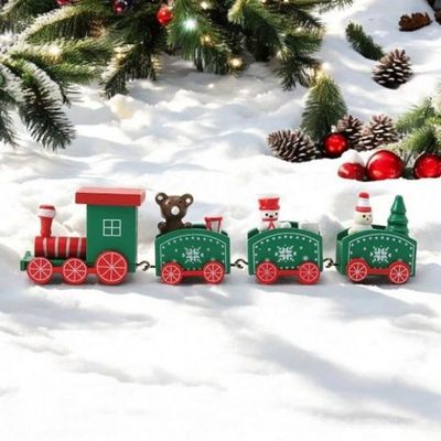 해피 크리스마스 원목 기차(4칸) (그린(WFG9LVO)