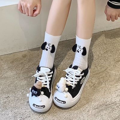팔랑귀 강아지 모양 양말 니삭스 삭스 여성 패션양말