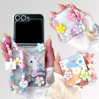 갤럭시 z플립 7 6 5 4 3 꽃 데코덴 투명 힌지 케이스
