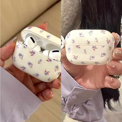 귀여운 퍼플 라벤더 패턴 에어팟 프로 케이스