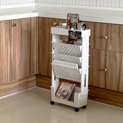 이동식 책정리 트롤리 (화이트) 수납 틈새 바퀴선반