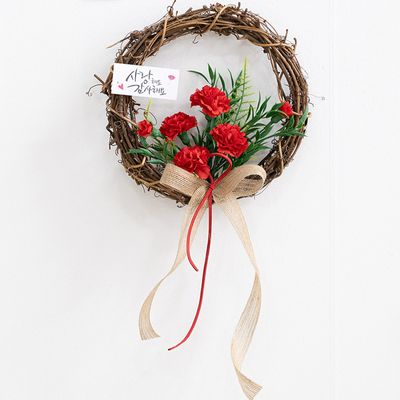 카네이션 조화 리스 가정의 달 선물 장식 20cm 장식
