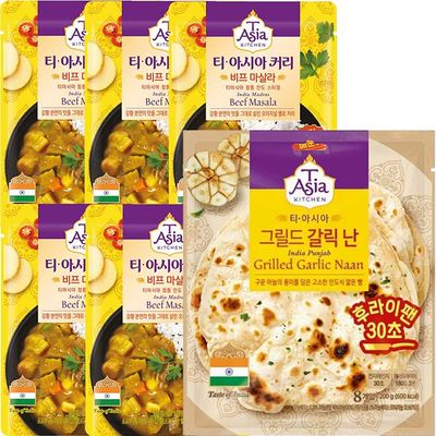 티아시아 비프 마살라170g 5개+그릴드 갈릭 난 200g