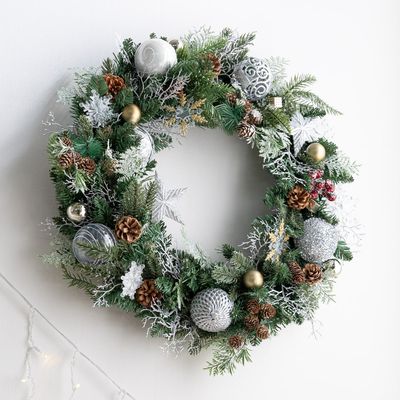 크리스마스 리스 벽장식 LED 메탈 스타 플렌츠 60cm