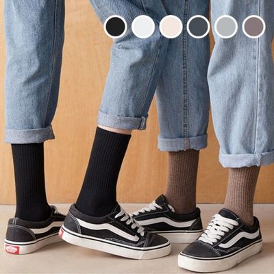 도톰한 겨울 학생 따뜻한 골지 주름 목긴 장목 양말