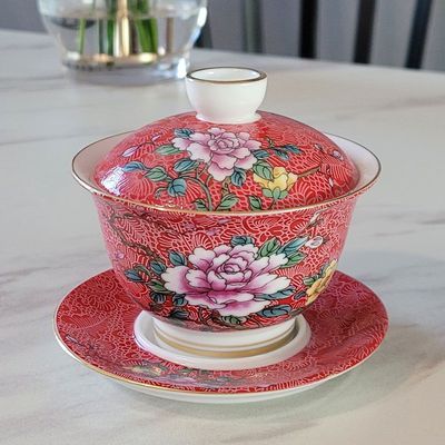 붉은 목단 개완 개합잔 130ml(W09CC78)