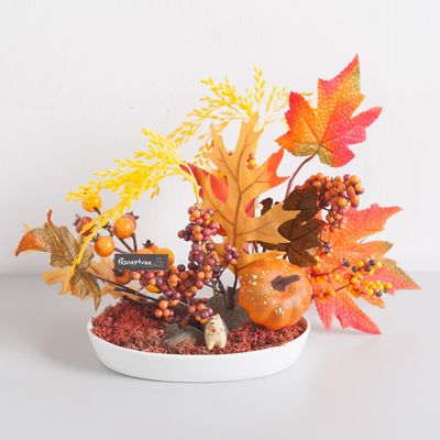 단풍 조화 꽃 센터피스 보리 수반set 35cm 인테리어