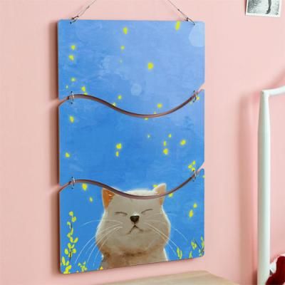 nn416-멀티아크릴액자_봄날의행복한고양이(3단물결)