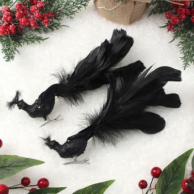 크리스마스 블랙 트리 오너먼트 2p세트(공작새)