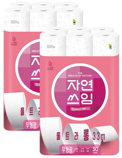 ★특가 자연쓰임 천연펄프 울트라롱 33m 화장지 2팩
