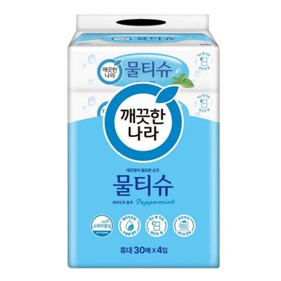 깨끗한나라 페퍼민트 여행용 물티슈 30매x4입