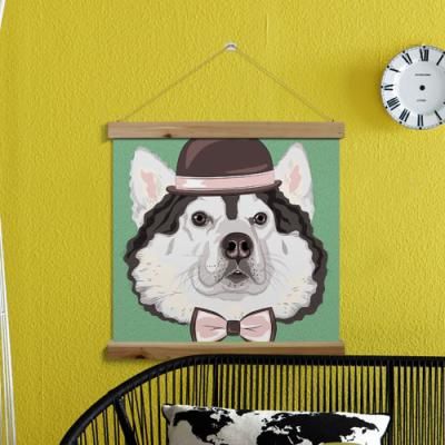 ca383-우드스크롤_60CmX60Cm-시베리안허스키