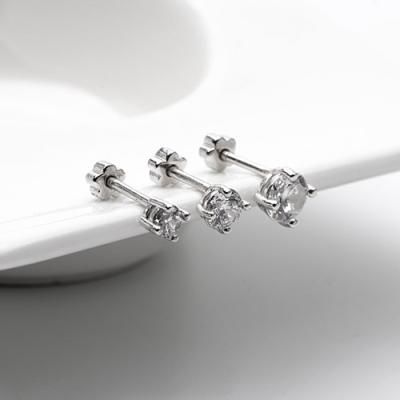 [애슬릿]전체 실버 기본 큐빅 은 피어싱