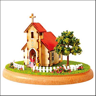 DIY 나무 조립 키트 디오라마 미니하우스 교회 YM-981