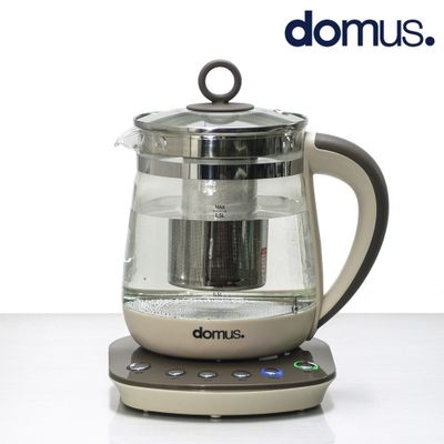 도무스 베이지 유리 보온 전기포트 차망 티포트 1.5L